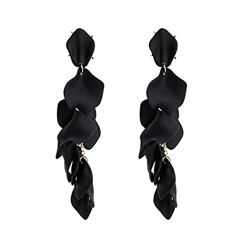 GVUSMIL Acrylic Rose Petal Earrings - Black 100 Deals