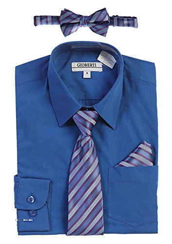 Gioberti Boys Dress Shirt Set, Royal Blue 100 Deals