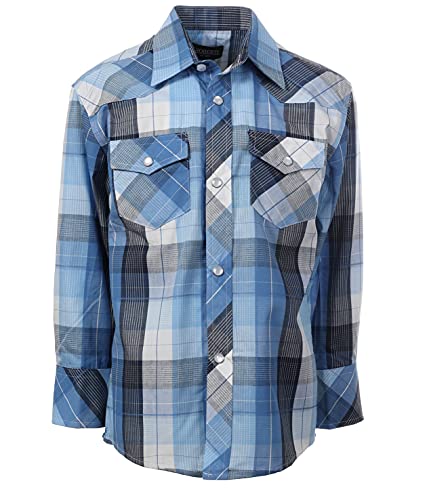 Gioberti Boys Plaid Shirt, Blue, Size 12 100 Deals