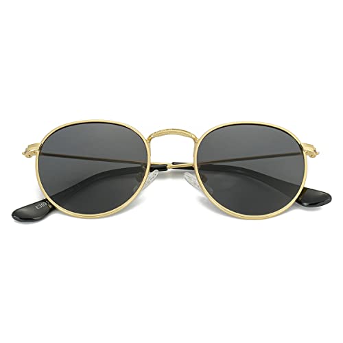 Gleyemor Kids Polarized Sunglasses, Round Metal (Gold/Grey) 100 Deals