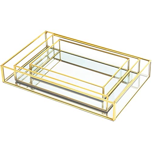 Gold Mirror Vanity Tray Set for Bathroom 100 Deals