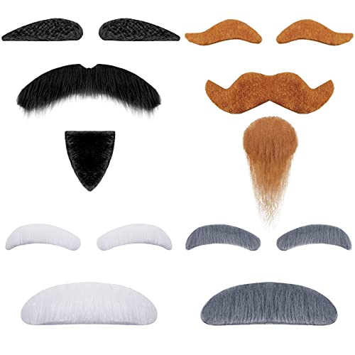 Grandpa Costume Accessories - Stick on Moustache & Eyebrows 100 Deals