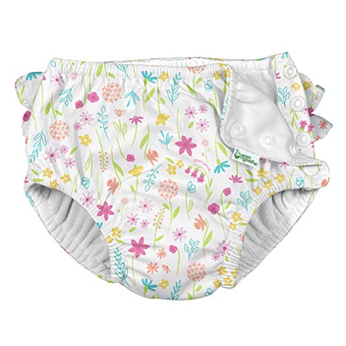 Green Sprouts Girls' Ruffle Swimsuit Diaper, White 100 Deals
