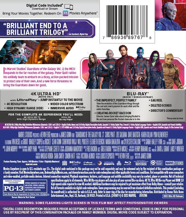 Guardians of the Galaxy Vol. 3 4K UHD Movie 100 Deals