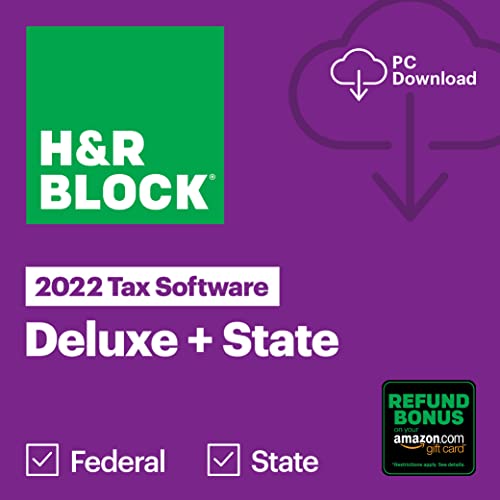 H&R Block Deluxe + State 2022 (Amazon Exclusive) 100 Deals