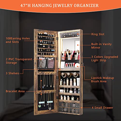 HNEBC Jewelry Organizer Wall Mounted with LED 100 Deals