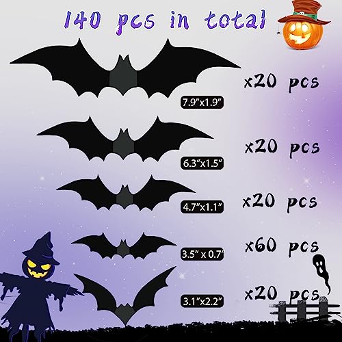 Halloween Bats Wall Decor - 140PCS Realistic PVC Sticker 100 Deals
