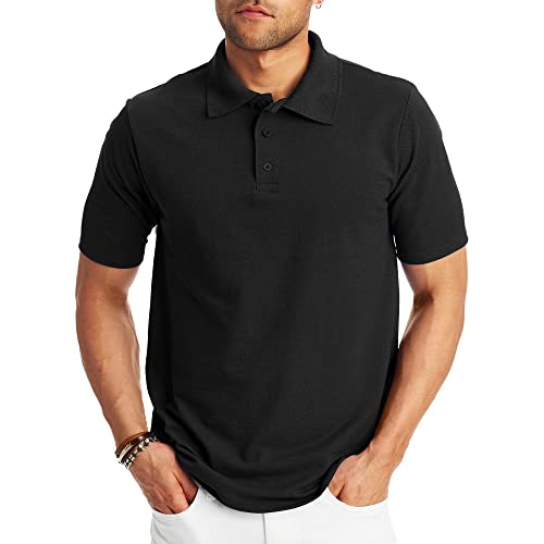 Hanes X-temp Polo Shirt, Black, Large 100 Deals