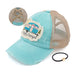 Happy Camper Mint Distressed Criss-Cross Ponytail Hat 100 Deals