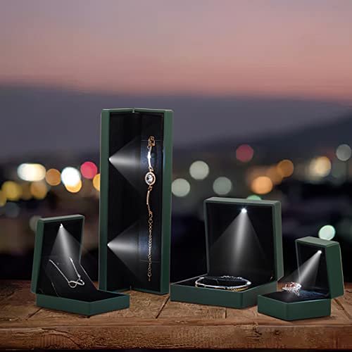 HooAMI LED Green Velvet Bangle Jewelry Box 100 Deals