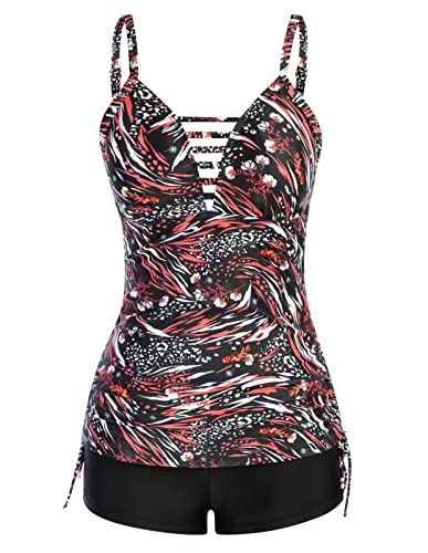 JASAMBAC Two Piece Tankini Swimsuits Black Red 100 Deals