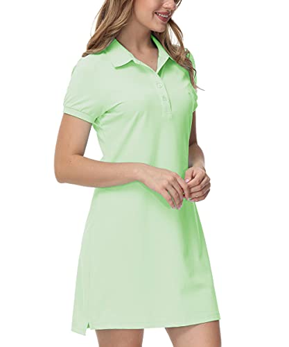 JINSHI Women's Polo Shirt Dress - Pink/Green 100 Deals