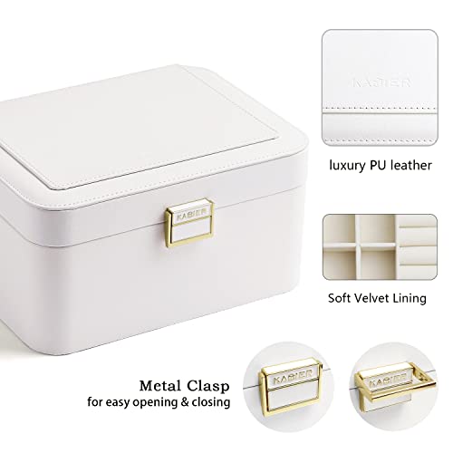KAMIER 2 Layer Jewelry Organizer Box White 100 Deals