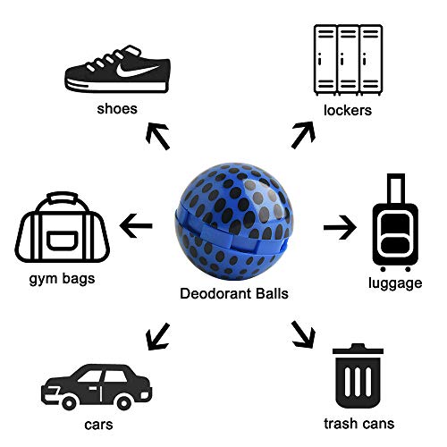 Knixmax Sneaker Deodorizer Balls, Shoe Odor Eaters Deodorant Ball for Gym Bag Locker Closet Car, Long Lasting Odor Eliminator Air Fresheners With Essential Oil Cologne Matrix 6 Packs 100 Deals