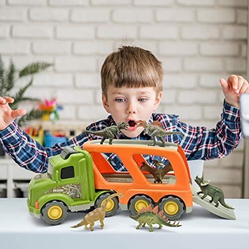 LASCOTON Dinosaur Truck Toy Set with 6 Dinosaurs 100 Deals