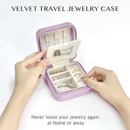 Lavender Velvet Jewelry Box Organizer with Mirror 100 Deals