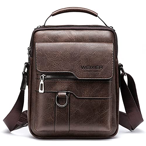 Leather Men's Crossbody Business Bag - Coffee 100 Deals