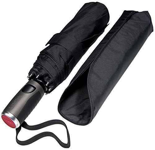 LifeTek Compact Windproof Travel Umbrella - Black 100 Deals