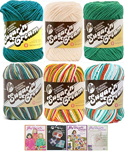 Lily Sugar n' Cream 6 Pack Cotton Yarn Bundle 100 Deals