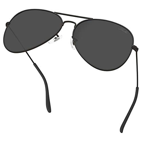 Livho Polarized Aviator Sunglasses - Black/Grey Lens 100 Deals
