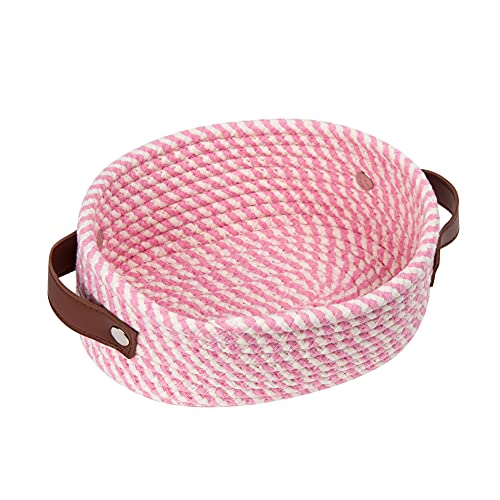 LixinJu Small Rope Woven Storage Basket Pink 100 Deals