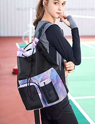 Lohol Galaxy Purple Drawstring Backpack with Shoe Bag 100 Deals