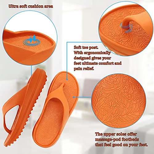 MSTR Women's Orange Thicken Cushioned Flip-Flops 100 Deals