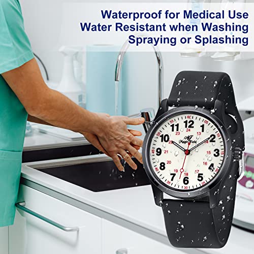 ManChDa Waterproof Silicone Nurse Watch Luminous Black 100 Deals