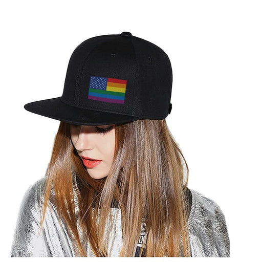 Men's Pride Rainbow Flag Snapback Hat - Black 100 Deals