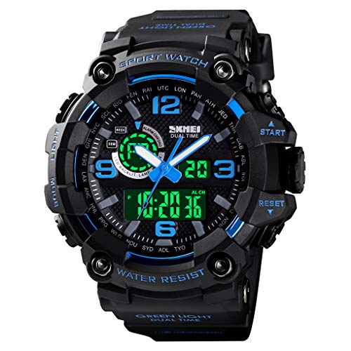 Mens Waterproof Digital Sport Watch - Black Blue 100 Deals