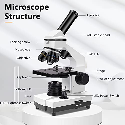 MicroFun Biological Microscopes with Slides, Phone Adapter 100 Deals