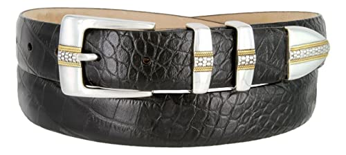 Milan Italian Calfskin Golf Dress Belt Alligator Black 100 Deals