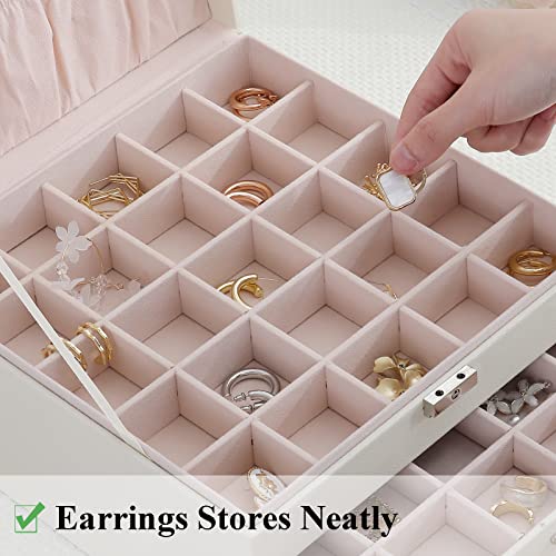 Misaya 3-Layer Earring Jewelry Box Organizer White 100 Deals
