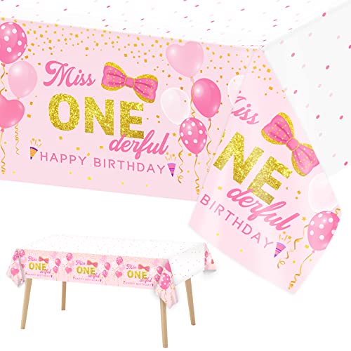 Miss Onederful Pink 1st Birthday Tablecloth Set 100 Deals