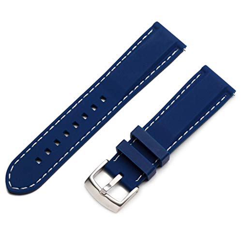 Navy Blue/White Stitch Silicone Watch Band 100 Deals