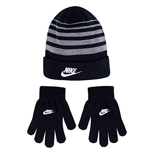 Nike Boy`s Beanie & Gloves Set Black/Grey 100 Deals