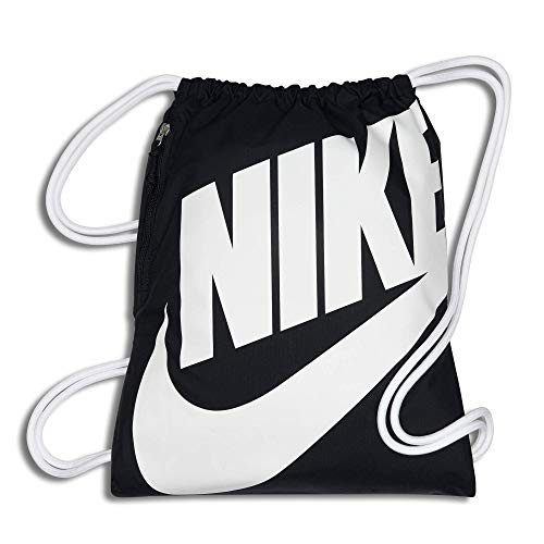 Nike Heritage Gymsack, Black/White/White, Cinch Closure 100 Deals