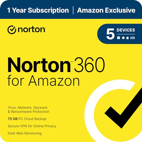 Norton 360 for Amazon - Antivirus for 5 Devices 100 Deals