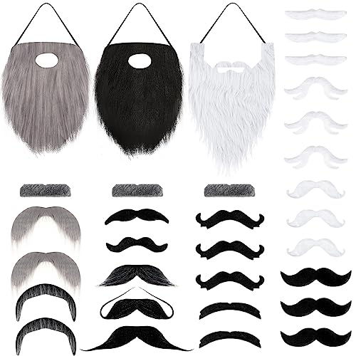 Novelty Christmas Comic Beard Stickers - 32 Mustaches 100 Deals