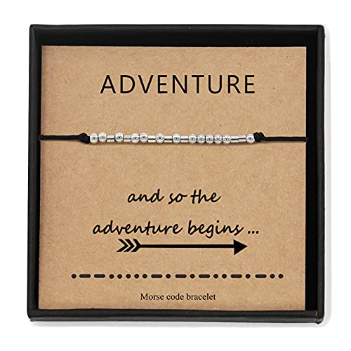 OBSUN Morse Code Bracelet Funny Gift for Women Girl with Meaning Card Gift Card for Best Friend Couple Mom Family (Life is Magical) 100 Deals