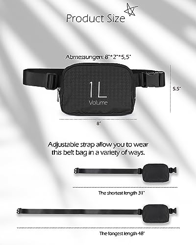 ODODOS Houndstooth Black Mini Belt Bag 100 Deals