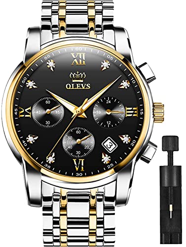 OLEVS Men’s Black Stainless Steel Chronograph Watch 100 Deals