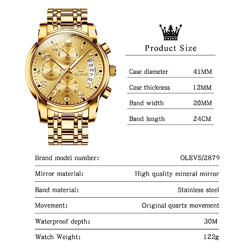 OLEVS Men's Luxury Stainless Steel Chronograph Watch 100 Deals