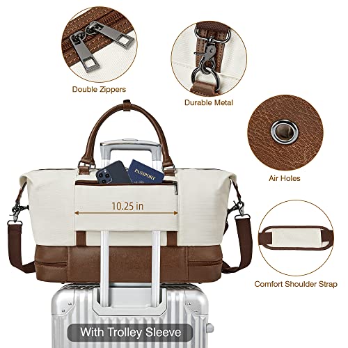 OPAGE Canvas Weekender Bag with Shoe Compartment 100 Deals