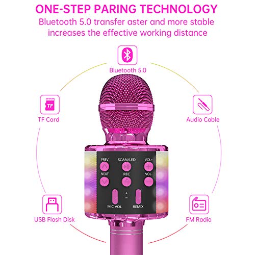 OVELLIC Kids Karaoke Microphone with LED Lights 100 Deals