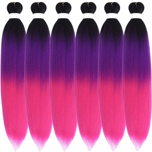 Ombre Purple Pink Pre Stretched Braiding Hair 100 Deals