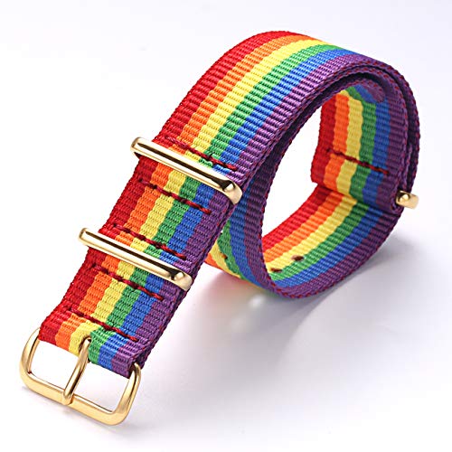PBCODE 20mm Nylon Zulu Watch Strap Rainbow 100 Deals