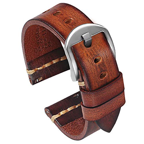 PBCODE 24mm Brown Leather Watch Bands for Men 100 Deals