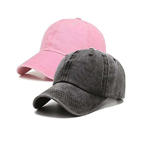 PFFY Vintage Distressed Baseball Cap Hat Black+Pink 100 Deals