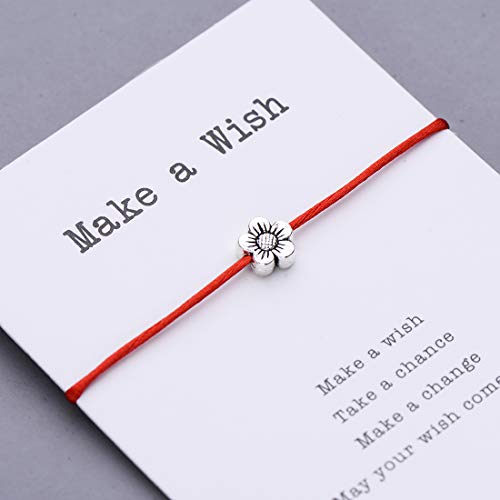 PIPITREE 4Pcs Braided Wish Bracelet Gift Card Friendship Jewelry Charm Bracelet,Red Black Star 100 Deals